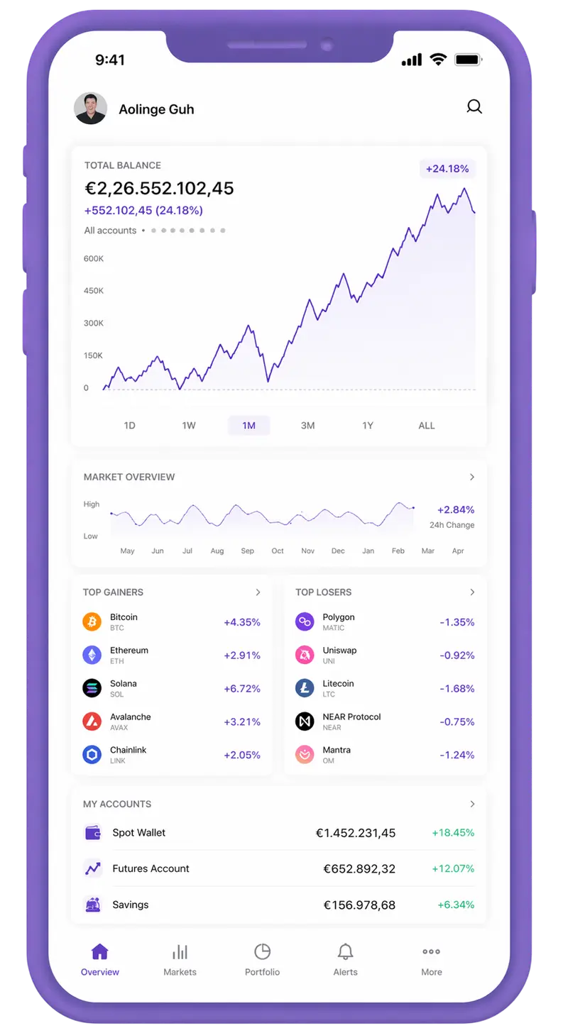 Sillage Fondivo mobile app showing portfolio overview